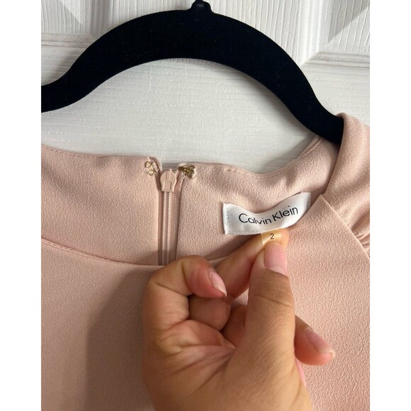 Calvin Klein Gathered Shoulder Sheath Blush color Dress Size 2 - Picture 6 of 12